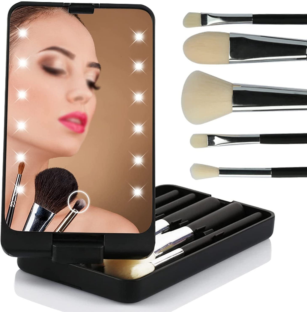 🎉Cestovná sada štetcov na make-up s LED svetlom❤️