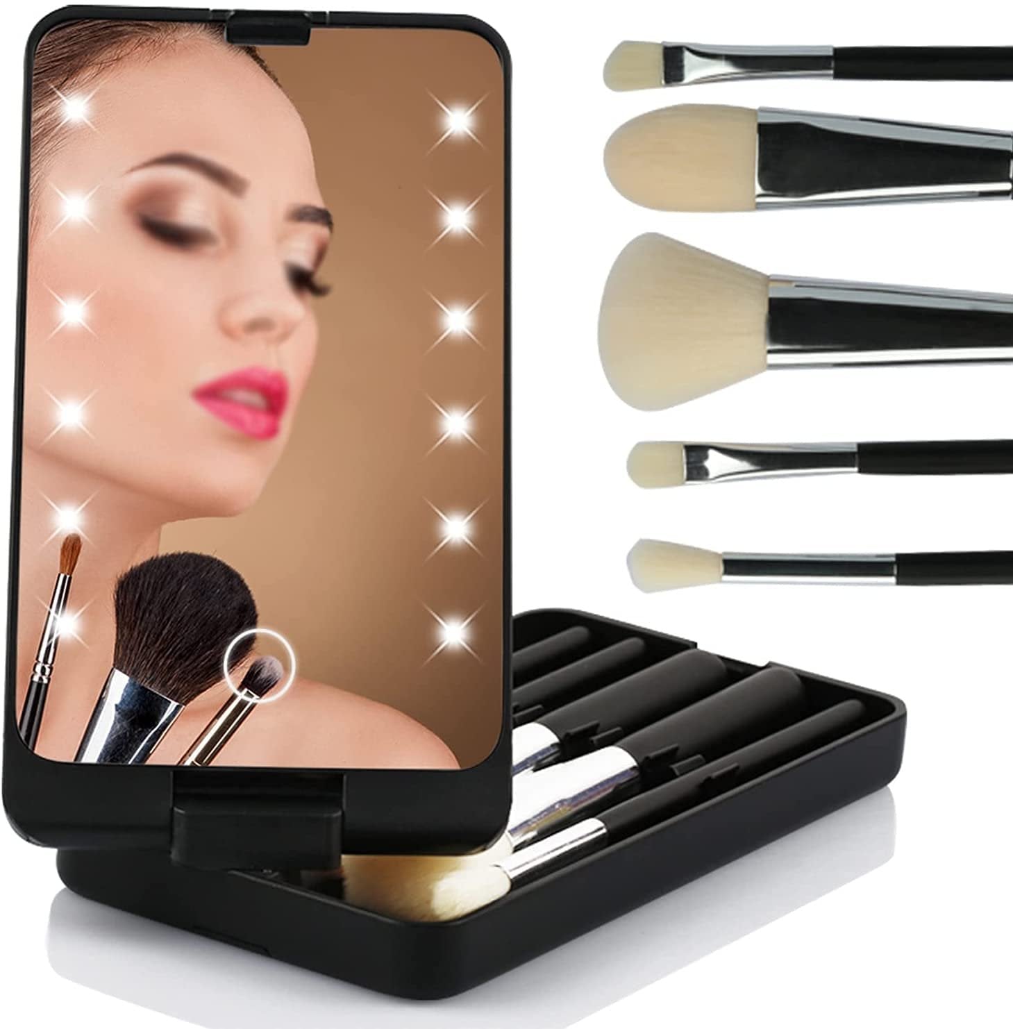 🎉Cestovná sada štetcov na make-up s LED svetlom❤️