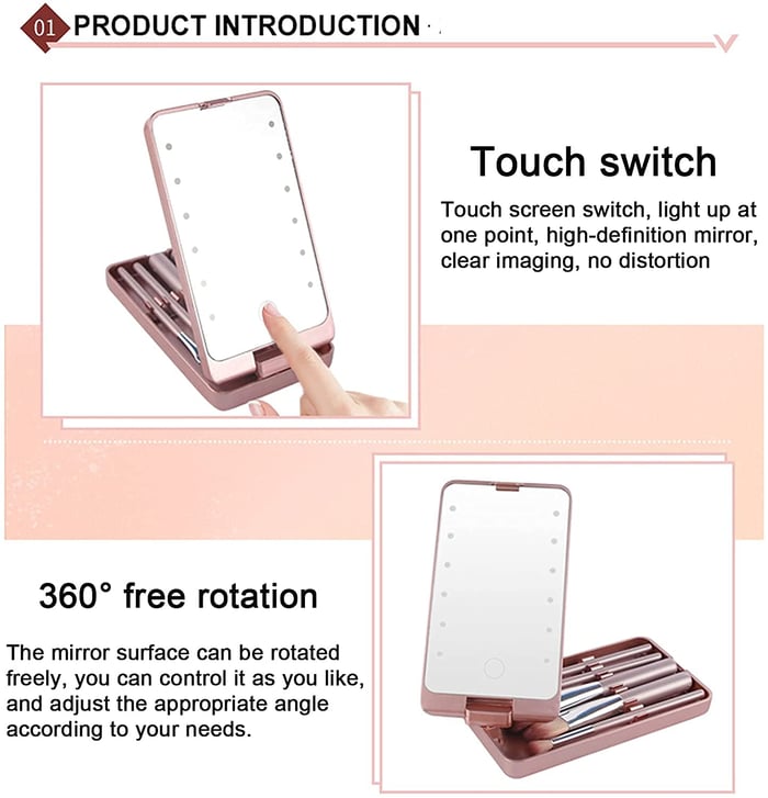🎉Cestovná sada štetcov na make-up s LED svetlom❤️