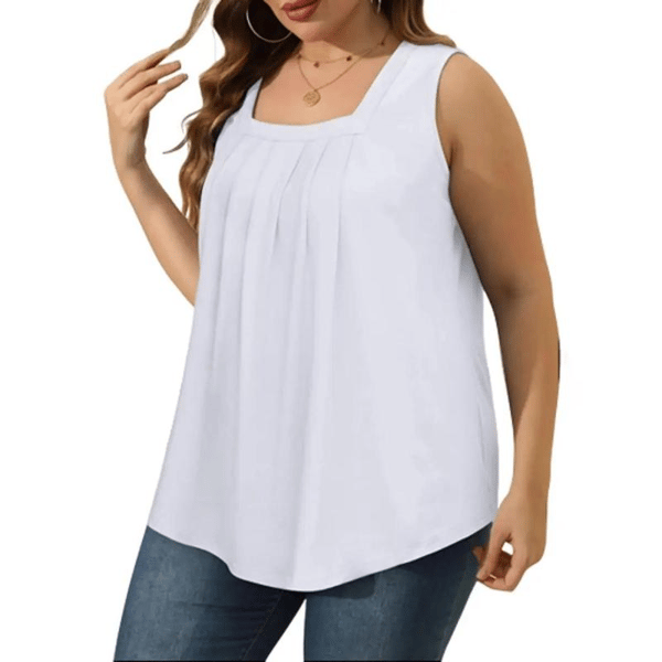 ✨Women’s Cute Loose-Fit Tank Top – Casual Summer U-Neck Sleeveless Soft Blouse